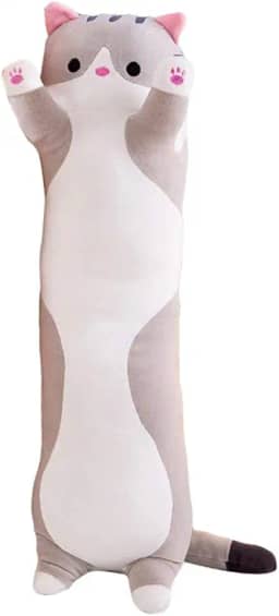 Travesseiro de pelúcia, almofada longa para dormir de gato, desenho fofo em forma de gato, almofada longa para dormir em casa e escritório