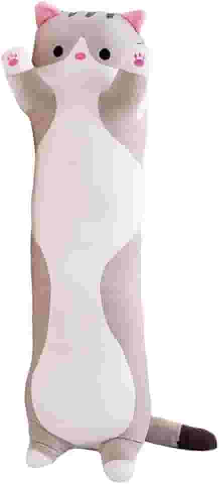 Travesseiro de pelúcia, almofada longa para dormir de gato, desenho fofo em forma de gato, almofada longa para dormir em casa e escritório