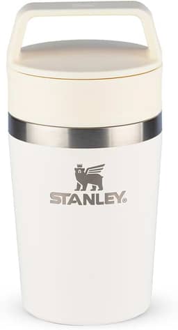 Stanley - Copo de Café Térmico, Caneca de Viagem Café Go com Tampa de Duas Partes Para Beber e Alça de Transporte, Garrafa Térmica de Aço Inoxidável, 236 ml, Cream
