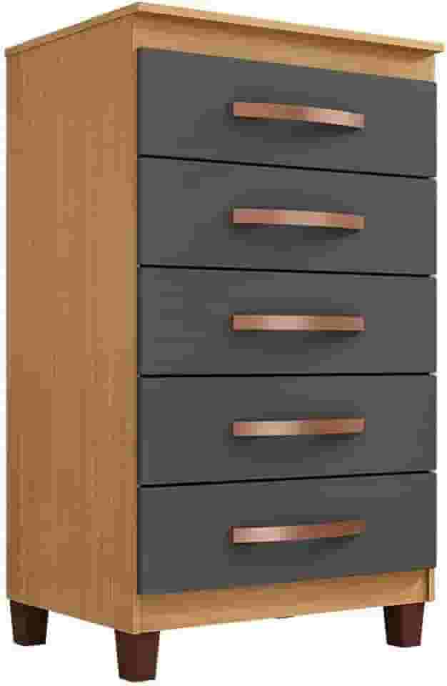 Cômoda Cannes 5 Gavetas Carvalho Americano Grafite - Incorplac