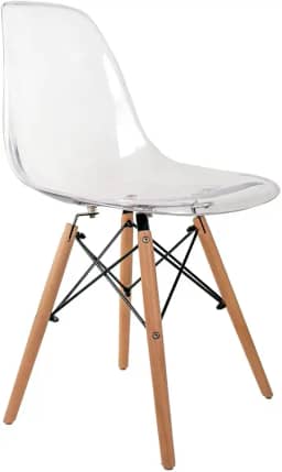 Cadeira Eames Transparente - Base Madeira Natural
