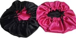 2 touca de cetim dupla face toca dupla face de cetim preta com pink (preta com pink, cabelos curtos e médios)