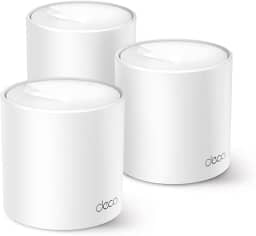 TP-Link Deco X1500 (3-Pack) – WiFi 6 AI Mesh System, AX1500 Dual Band 2.4 GHz/5 GHz, Coverage up to 600 m², 3X Gigabit Ports per Unit, Band 160MHz Channel, ODFMA, 1024QAM, White