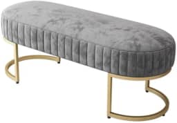 Banco Recamier Bella com Pés de Aço Cinza