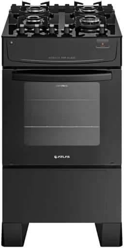 Fogão Atlas 4 Bocas preto Mônaco Top Glass com Acendimento automático - Bivolt