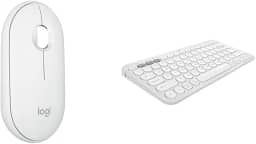 Kit Mouse Sem Fio Logitech Pebble 2 M350s Branco + Teclado Sem fio Logitech Pebble Keys 2 K380s Branco