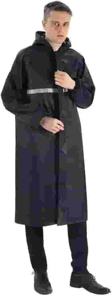 Capa de Chuva Longa Impermeável com capuz Com Visor Adulto faixa refletiva Masculino Feminina