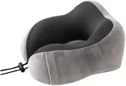 Travesseiro almofada de Pescoço para Viagem, Espuma Viscoelástica, Ajustável (CINZA CLARO)