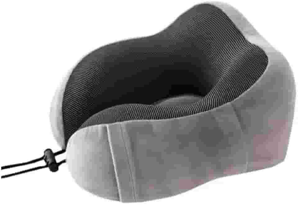 Travesseiro almofada de Pescoço para Viagem, Espuma Viscoelástica, Ajustável (CINZA CLARO)