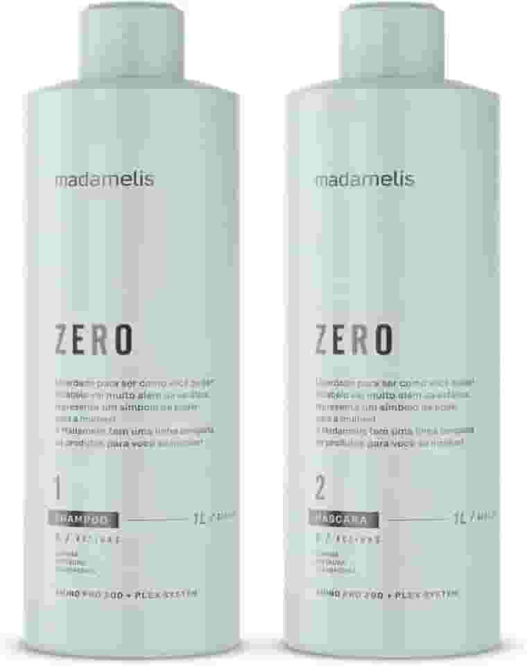 Madamelis Zero Kit Progressiva, Escova e Selagem, 2x1000ml, Shampoo e Máscara, Proteção e Alinhamento
