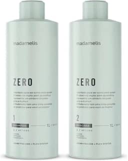 Madamelis Zero Kit Progressiva, Escova e Selagem, 2x1000ml, Shampoo e Máscara, Proteção e Alinhamento