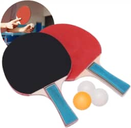 Kit Ping Pong 2 Raquetes e 3 Bolas – Tênis de Mesa, Jogo de Ping Pong, Raquete de Madeira Emborrachada, Kit Tênis de Mesa para Lazer e Treino - UpShop
