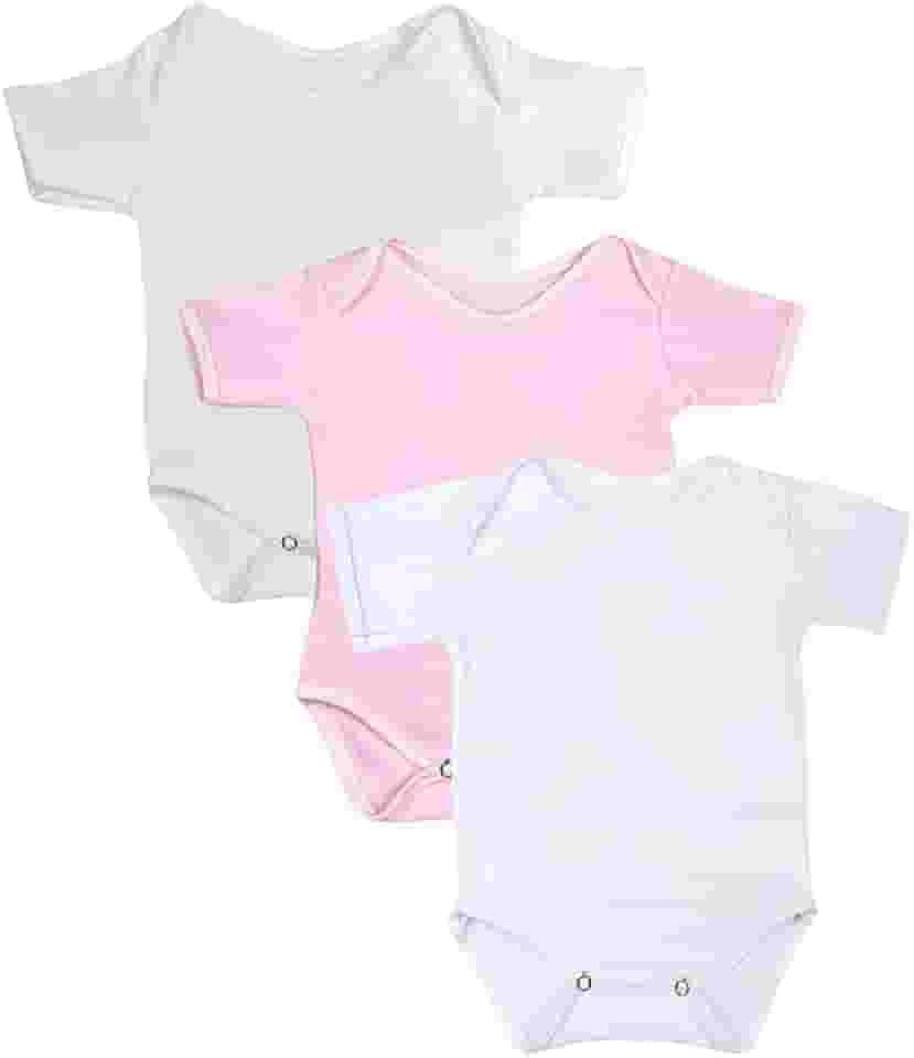 Kit 03 Peças Body Manga Curta Para Bebê 100% Algodão Menina Menino Roupas