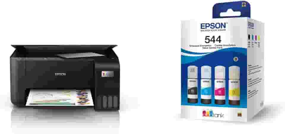 Multifuncional Epson EcoTank L3250 - Tanque de Tinta Colorida, Wi-Fi Direct, USB, Bivolt + Kit de Garrafas de Tinta Original Epson EcoTank T544 - Magenta, Amarelo, Ciano, Preto