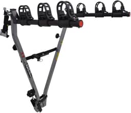 Suporte para bike Transbike Engate p/ 3 bicicletas Prata tira Preta Sedan Hatch