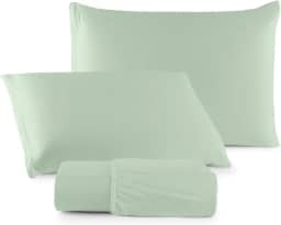 Jogo de Lençol Malha 100% Algodão com Elástico 2 e 3 Peças Liso (Verde Menta, Queen)