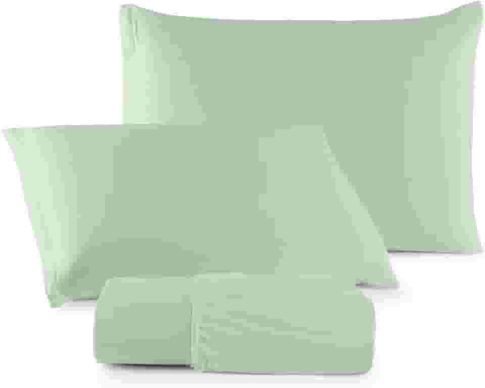Jogo de Lençol Malha 100% Algodão com Elástico 2 e 3 Peças Liso (Verde Menta, Queen)