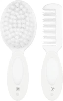 Pimpolho Kit Escova e Pente para Bebê Branco
