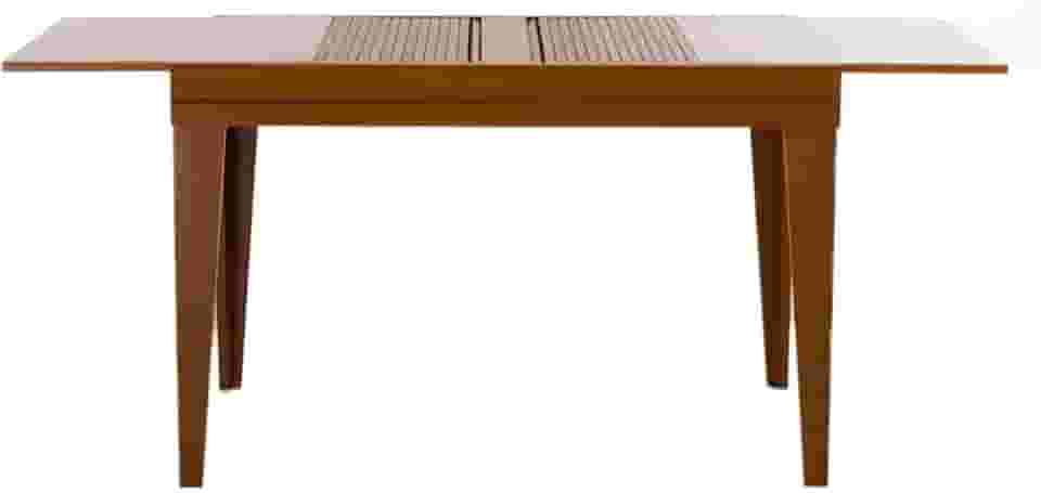 Mesa de Jantar Retangular Extensível com Tampo de Vidro Genova Off White e Mel