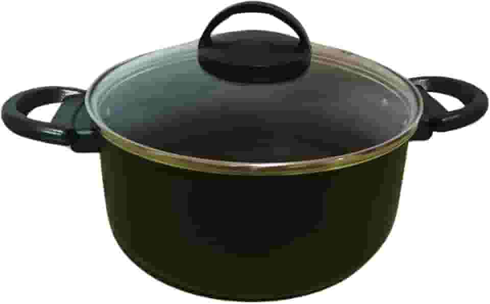 Panela Tacho Arroz Antiaderente Tampa De Vidro Arroz Feijão (PRETO)