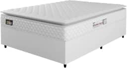 Cama Box Casal Queen Colchão Espuma D33 Pillow Top New Millenium 158x198x57cm Branco Hellen – Suporta Até 120 Kg Por Pessoa
