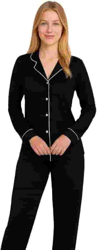 Pijama de Inverno com Gola Americano com Botões para Amamentação Manga Longa e Calça Mayara