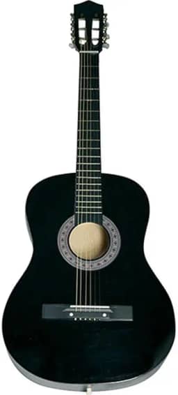 Violão Acústico Tradicional para Iniciantes, 6 Cordas de Aço, Preto, 38", Madeira Birch/Basswood