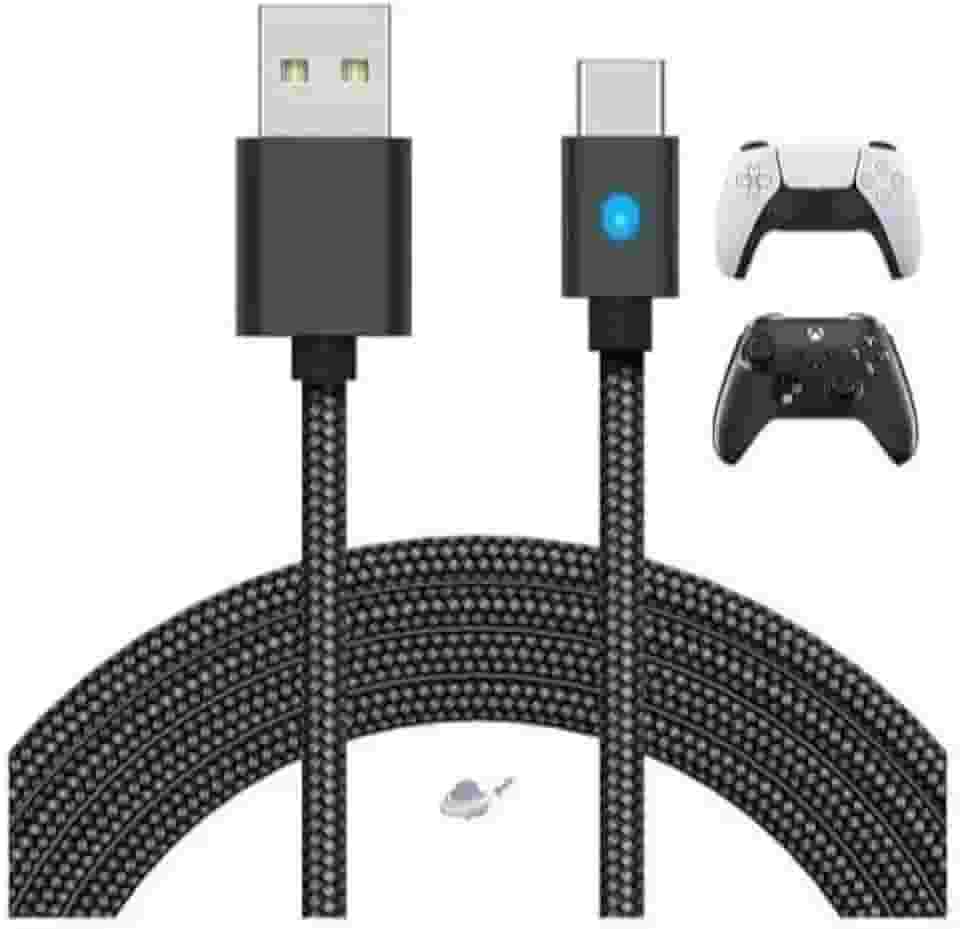 Cabo Carregador Compatível Para Controle Ps5 Xbox Series Usb Tipo-C 3 Metros