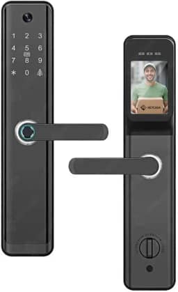 Fechadura Digital Wi-Fi FDH12 com Impressão Digital e Câmera Integrada - Acesso por Senha, Cartão e App, Segurança Inteligente para Portas Residenciais