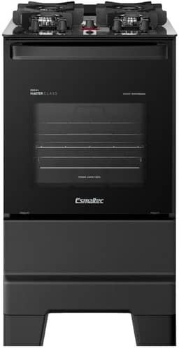 Fogão Esmaltec 4 Bocas Ideal Master Glass Mesa de Vidro Forno 50 Litros Preto T4VFP Bivolt