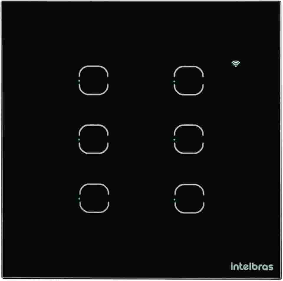 Interruptor Smart Wi-Fi Touch Compatível com Alexa 6 Teclas EWS 1006 Preto Intelbras