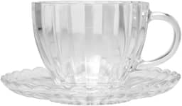 WOLFF - Conjunto 6 Xícaras de Chá de Vidro com Pires Pétala 200ml