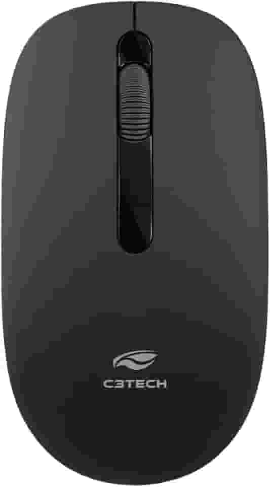 C3Tech Mouse Sem Fio M-W15BK, Preto, Wifi 2.4Ghz, 1200DPI, Ambidestro, 3 Botoes, Windows, MAC OS,LINUX, CHROME