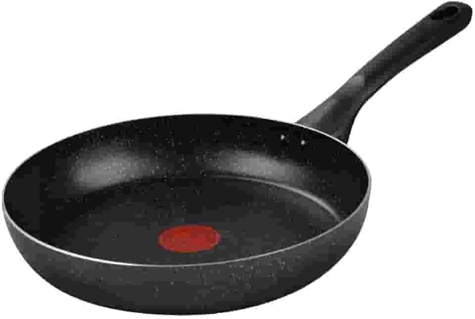 Frigideira Rochedo Stone Pro 24cm Preto com Efeito Pedra e Antiaderente Minerium, Alta Resistência e Durabilidade, Cabos Ergonômicos para Maior Segurança e Base Limpa Fácil