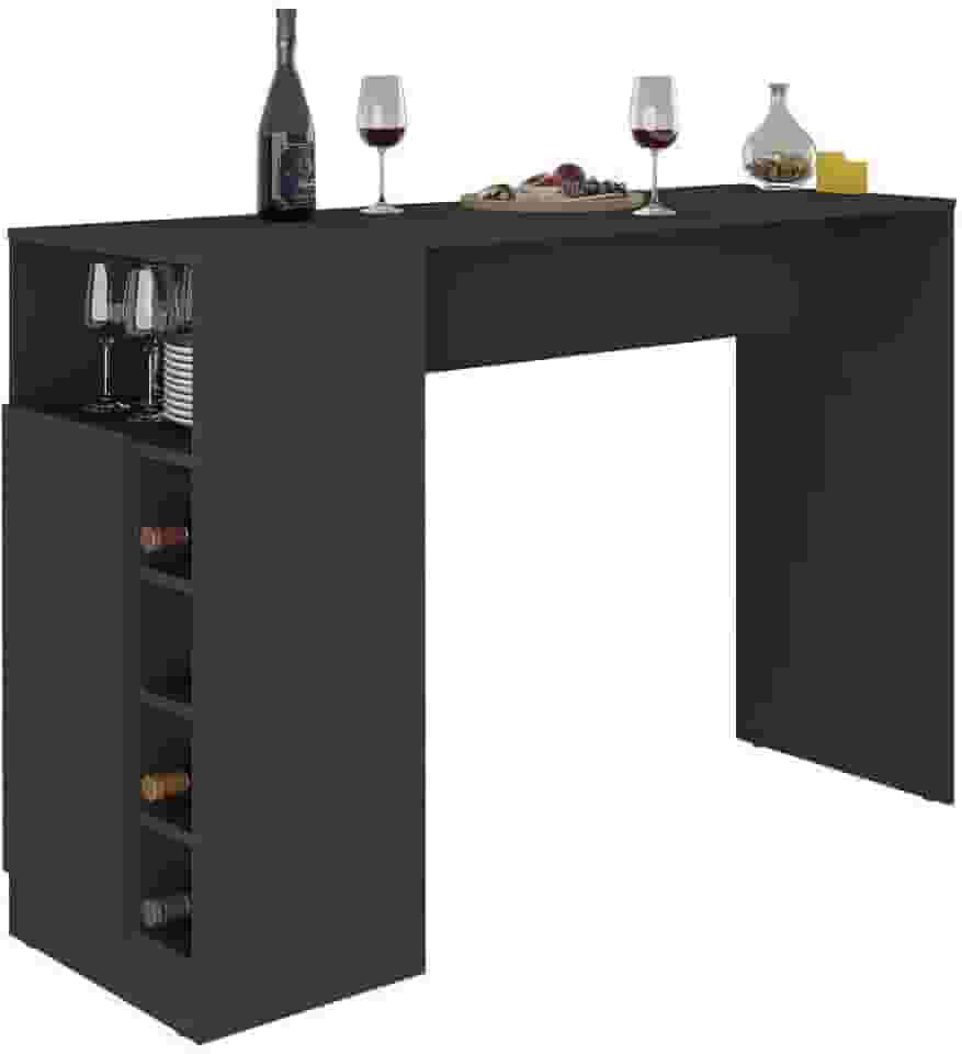 Balcão de Cozinha com Adega e 1 Porta Multimóveis MP2144 Preto – Funcional, Moderno e com Espaço para Vinhos