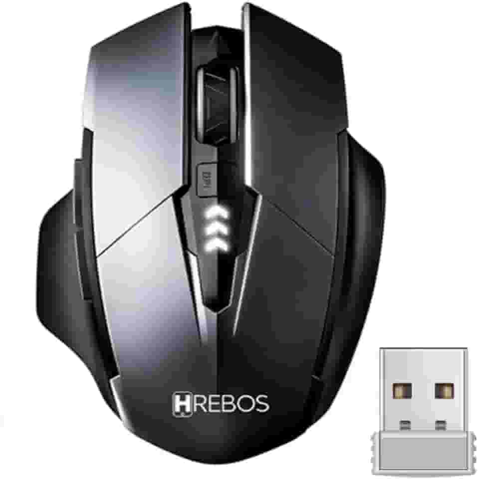 Mouse Gamer Sem Fio Recarregável Easy Gaming – 1600 DPI Ajustável, Cliques Silenciosos, Design Ergonômico, USB 2.4GHz, Óptico Preciso, Bateria de Longa Duração para Jogos e Escritório