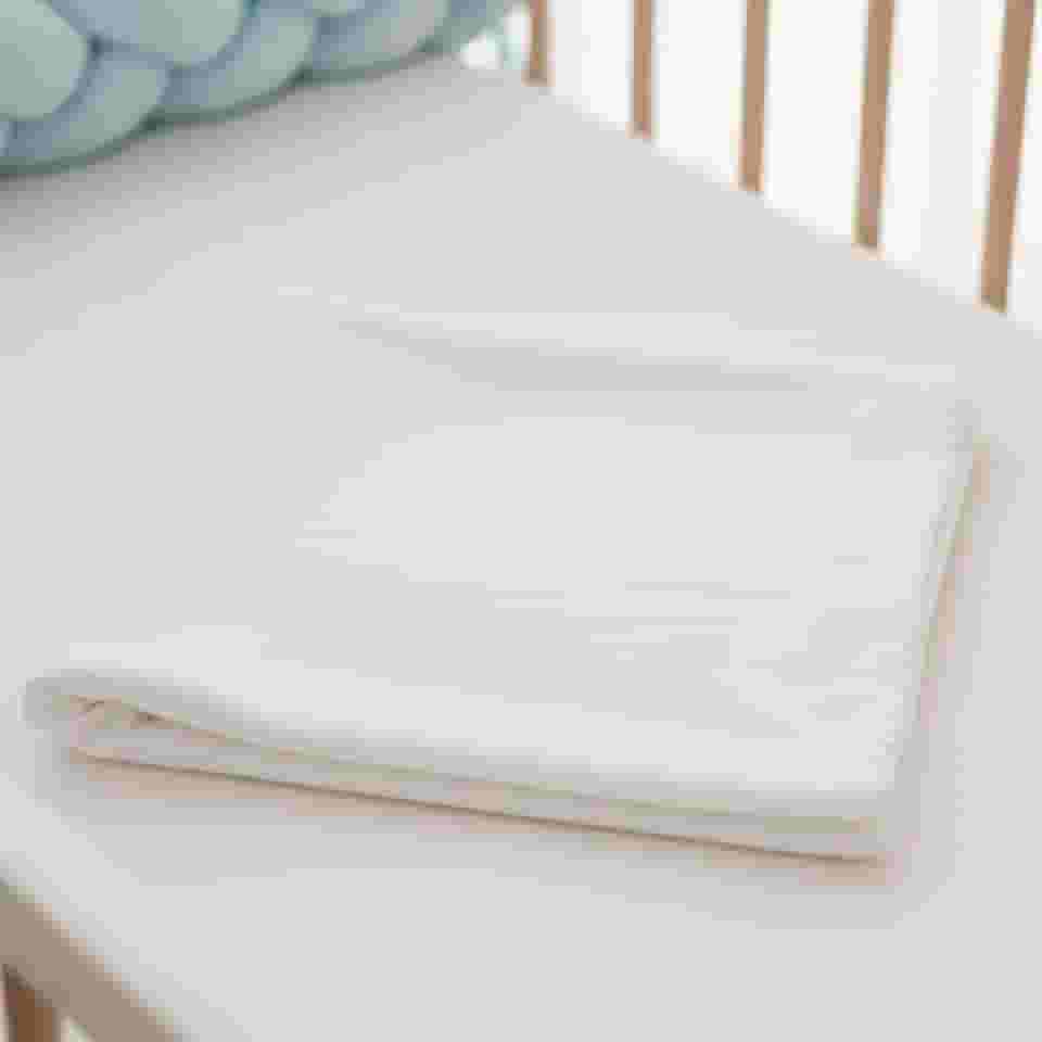 Manta de Bebê Premium, Malha 100% Algodão, Acabamento em Pompom, 70x80cm, Múltiplas Cores, Macia e Hipoalergênica para Berço e Carrinho (Branco)