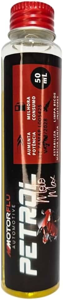 Aditivo Concentrado para Combustível Moto Motorflu Petrol Max 50mL, Aumenta Octanagem, Potência e Eficiência, Limpa Sistema e Reduz Consumo – Etanol, Gasolina, Flex