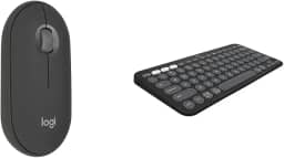 Kit Mouse Sem Fio Logitech Pebble 2 M350s Grafite + Teclado Sem fio Logitech Pebble Keys 2 K380s Grafite
