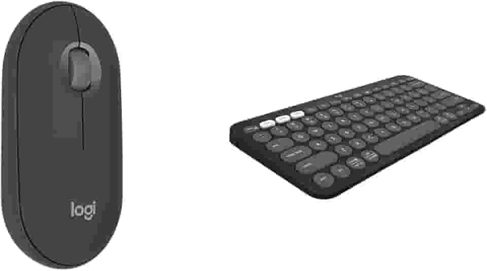Kit Mouse Sem Fio Logitech Pebble 2 M350s Grafite + Teclado Sem fio Logitech Pebble Keys 2 K380s Grafite