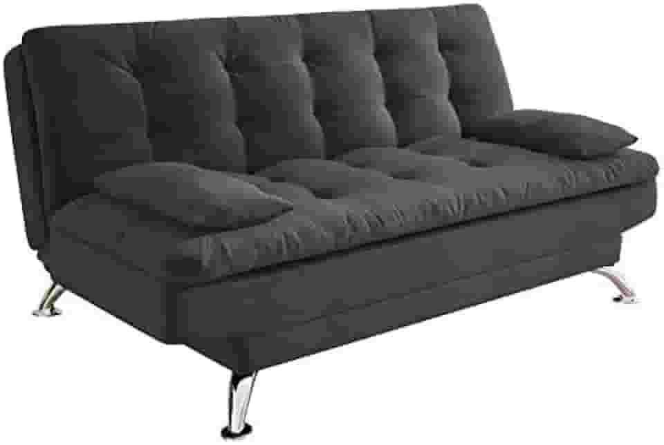 Sofá-Cama 3 Lugares Casal Premium Suede Cinza