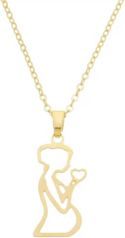 Colar Mãe Corrente Pingente Gestante Semijoia Banhado A Ouro 18K