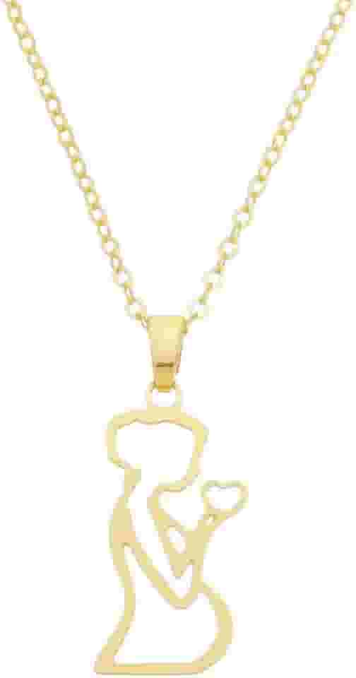 Colar Mãe Corrente Pingente Gestante Semijoia Banhado A Ouro 18K