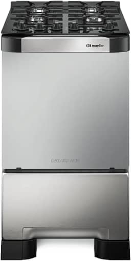 Fogão 4 Bocas Mueller Decorato Vetro Inox Bivolt com Mesa de Vidro