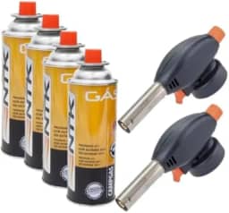 Maçarico Portátil com Regulagem de Chama, 1300°C, 19cm Altura, Compatível com Refil de Gás Butano, 110g, para Soldagem e Culinária