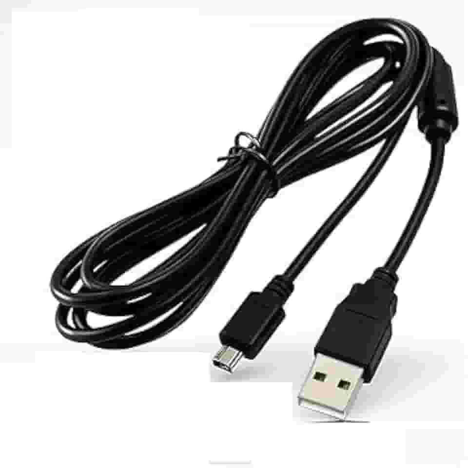 Cabo USB compatível com Controle PS4, Carregador e Sincronizador, 3 Metros, V8 Micro USB com Filtro, Preto
