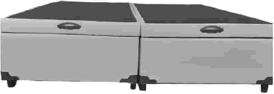 Cama Box Baú King Bipartido Blindado Linhão Cinza Com Pistão A Gás