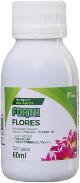 Adubo Forth Flores, Fertilizante Concentrado, Floração, NPK (Nitrogênio, Fósforo, Potássio), Micronutrientes, Dupla Ação, 60ml