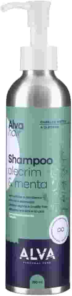 Shampoo Alva vegano e Natural, Com Óleos Naturais de Alecrim e Menta, Hidratação e Brilho, Sem Parabenos, Sem Sulfatos, Sem Silicone Alva 250ml
