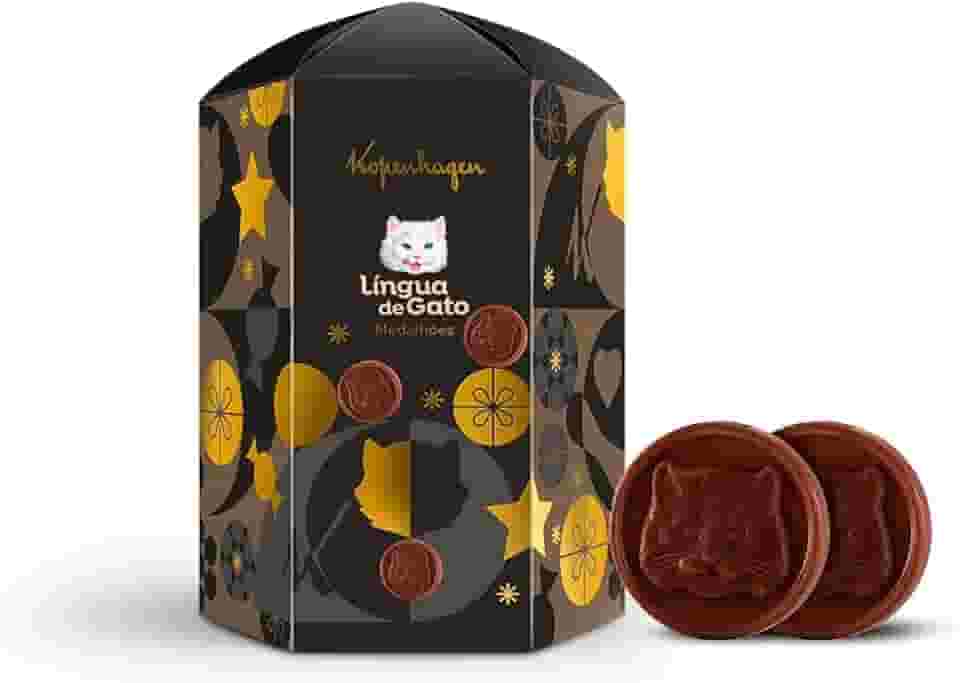 Kopenhagen Medalhão Língua de Gato, Chocolate ao Leite, 149g, Formato Medalhões, Contém Leite e Soja, Sem Glúten